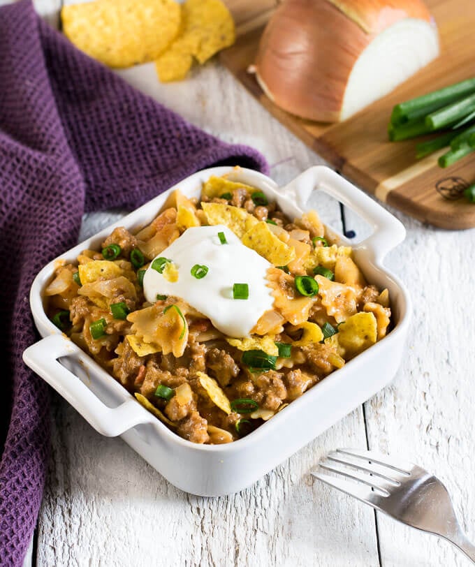 15 Minute Crunchy Taco Pasta 