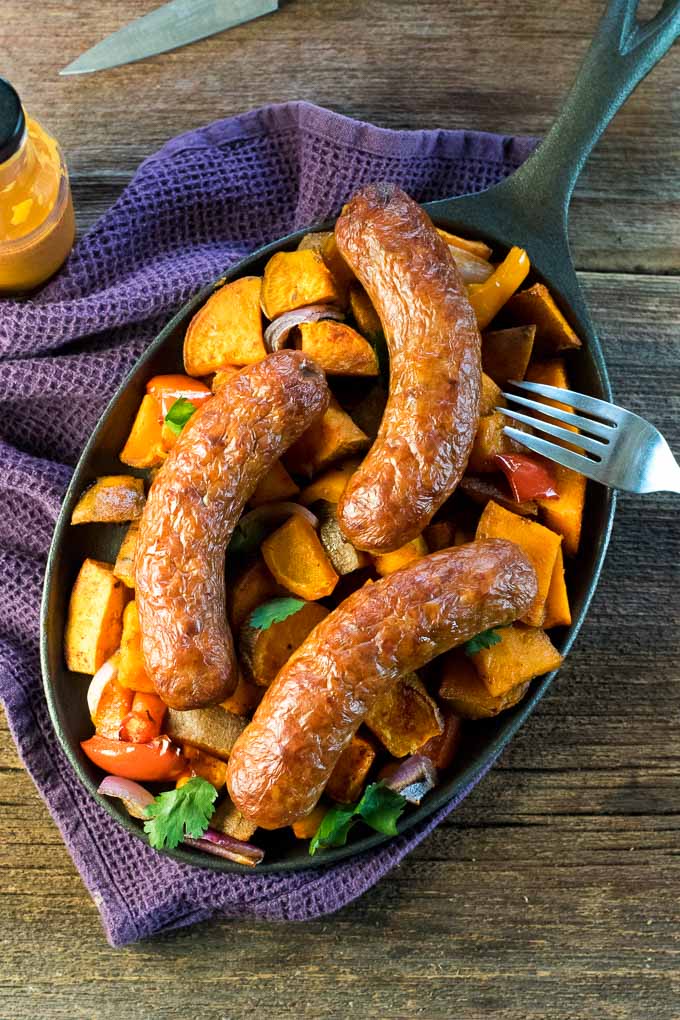 Baked Italian Sausage and vegetables from above