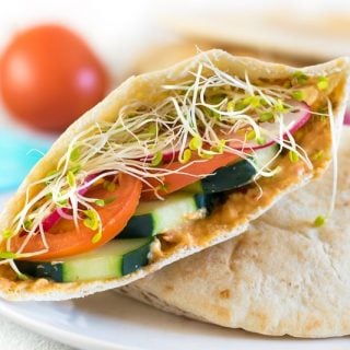 Veggie hummus pita sandwich