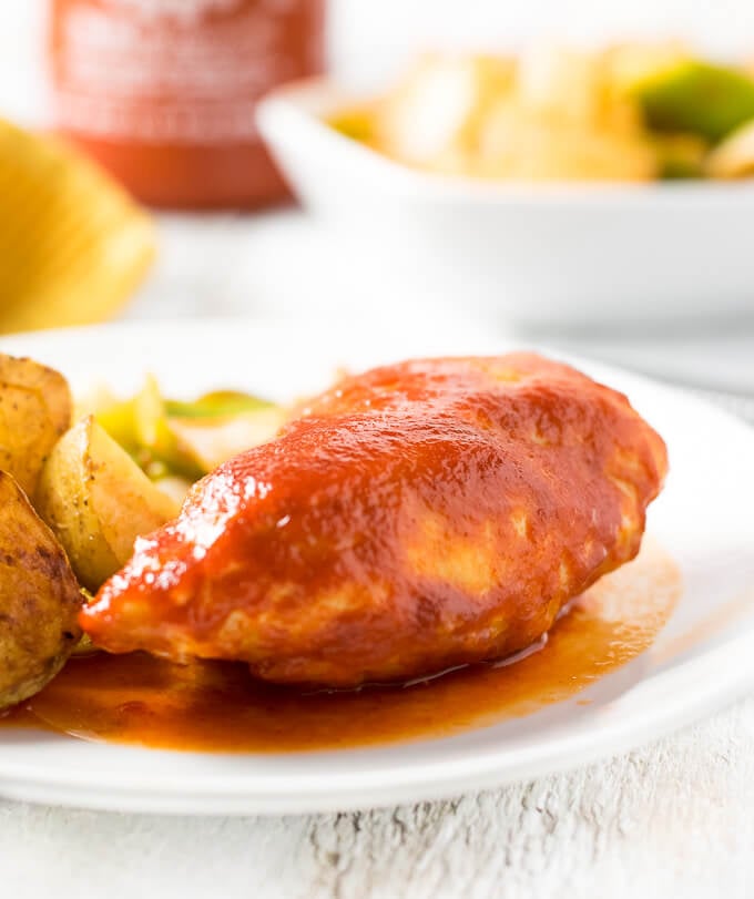 Brown Sugar Sriracha Chicken Breast on plate