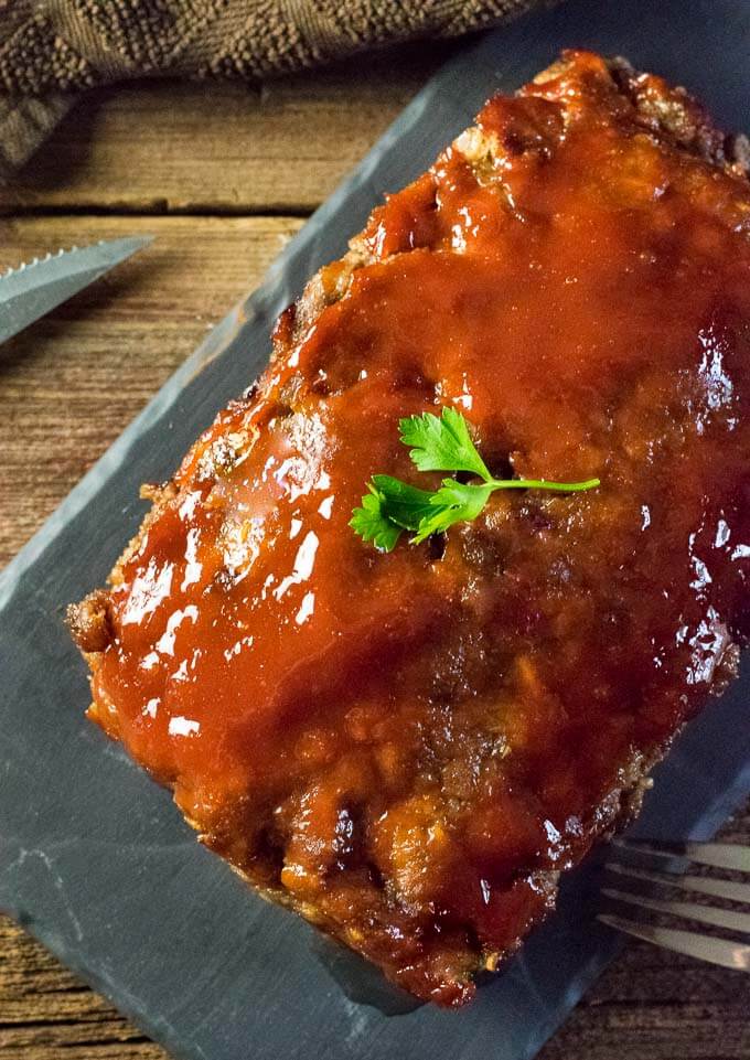 Easy Meatloaf recipe view from above.