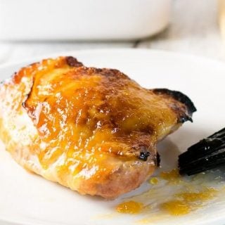 Close up glazed chicken thighs