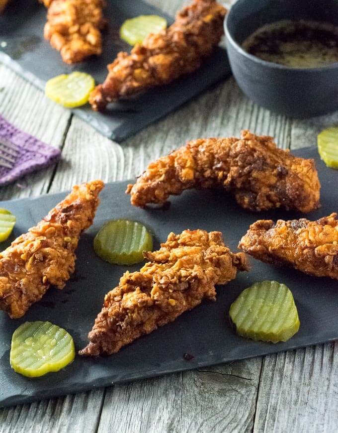 Nashville Hot Chicken Tenders on table