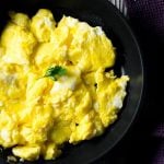 Scrambled eggs close up