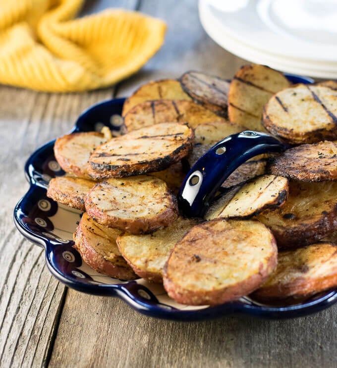 Grilled Dijon Potatoes on plate