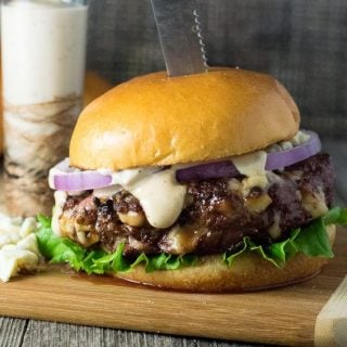 Balsamic Mayo Burger Sauce on burger