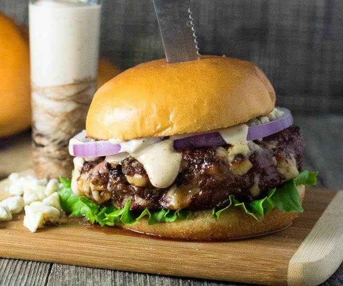 Balsamic Mayo Burger Sauce on burger