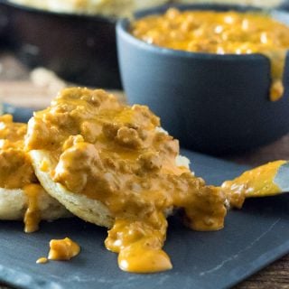 Cheesy Chorizo Gravy and Biscuits