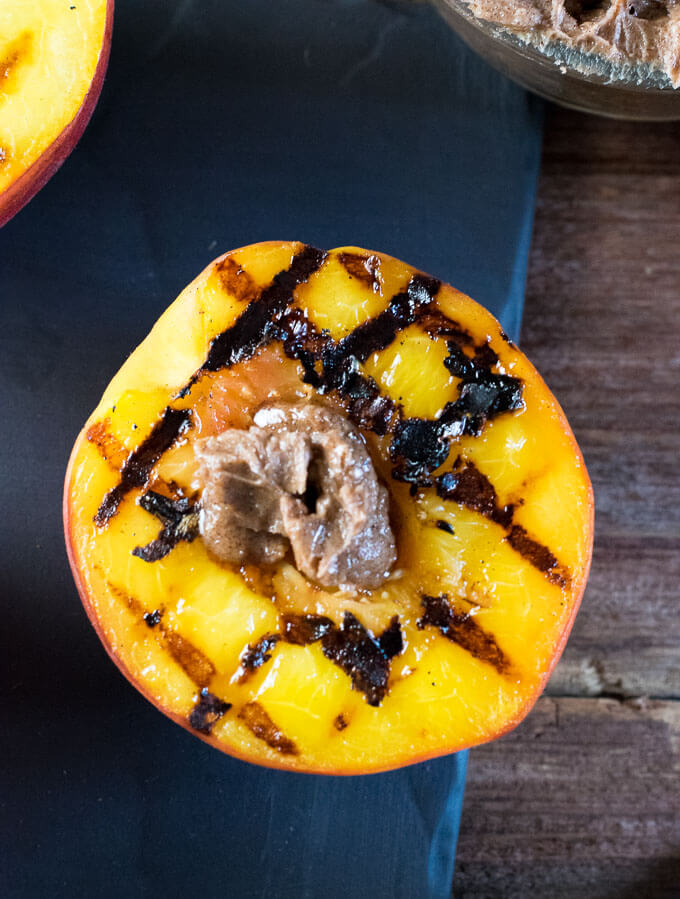 Cinnamon Sugar Butter topping Grilled Peaches