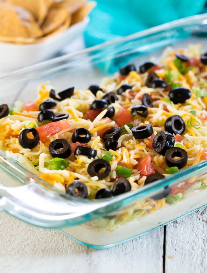 Serving classic taco dip.