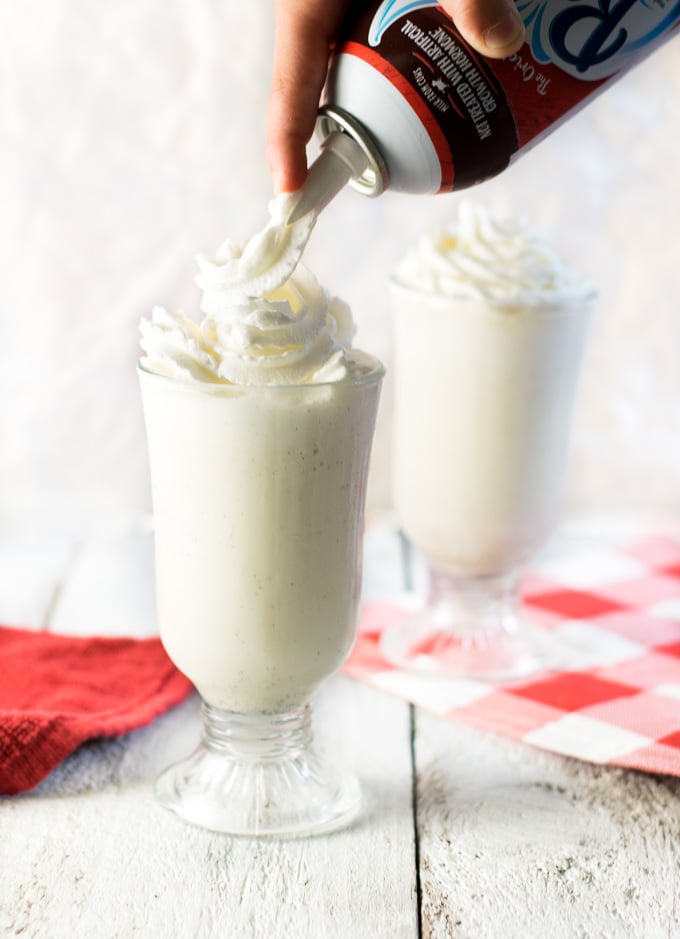 Frozen Yogurt Milkshake with whipped cream topping