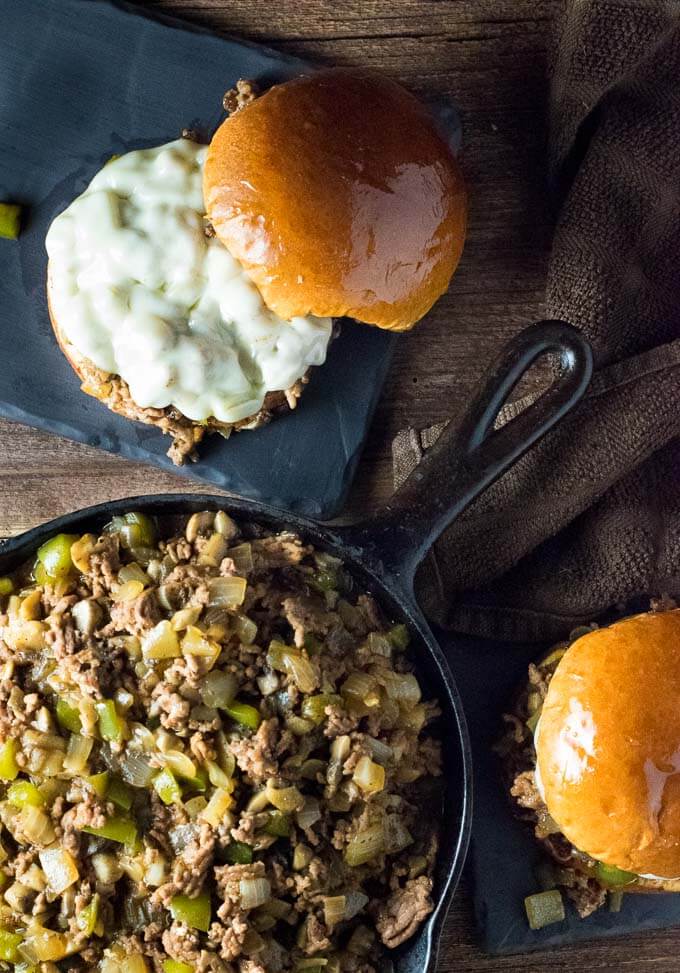 Serving cheesesteak sloppy Joes.