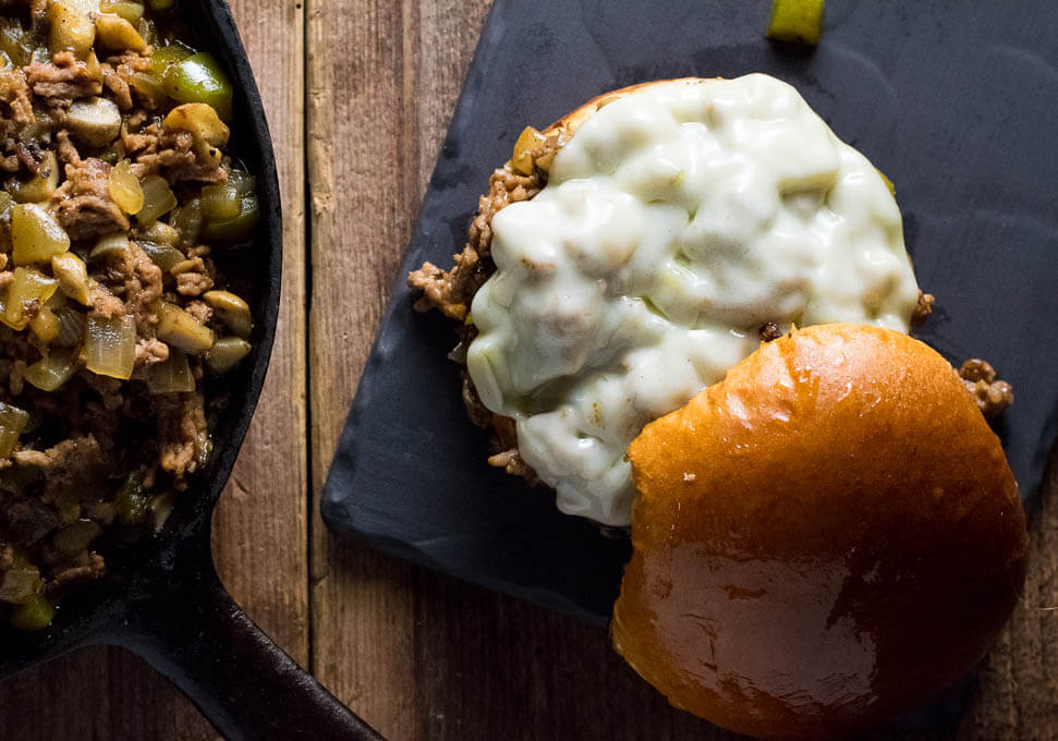 Philly Cheesesteak Sloppy Joes with Provolone Cheese