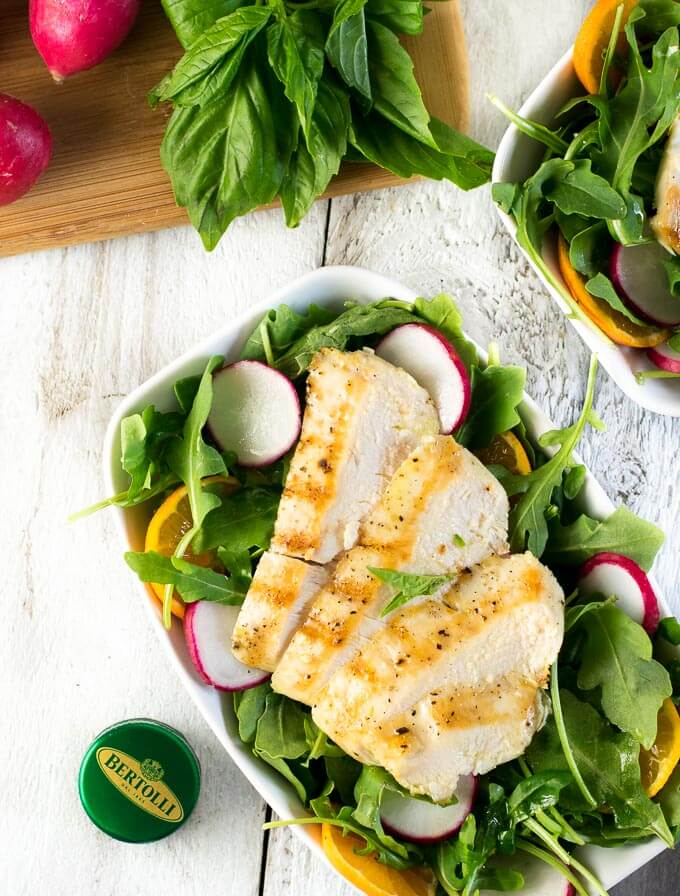 Arugula Chicken Salad with Basil Dressing