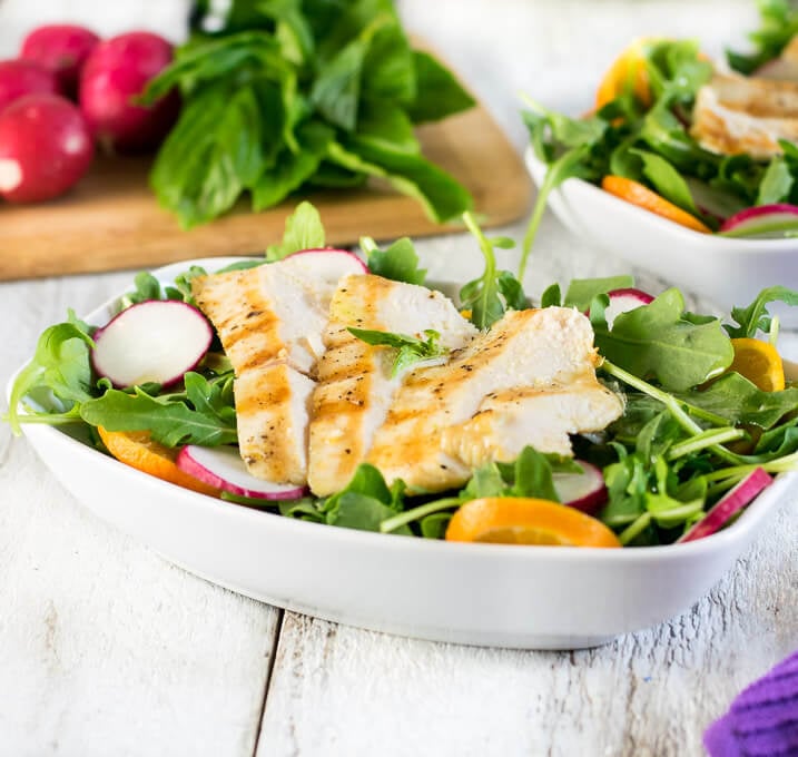 Arugula Chicken Salad with Basil Dressing