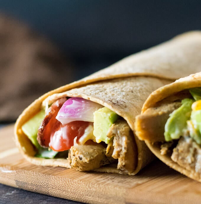 Avocado Chicken Bacon Ranch Wraps