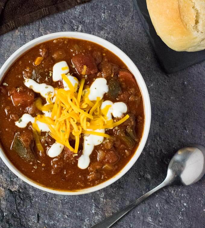 Award winning chili with beans.