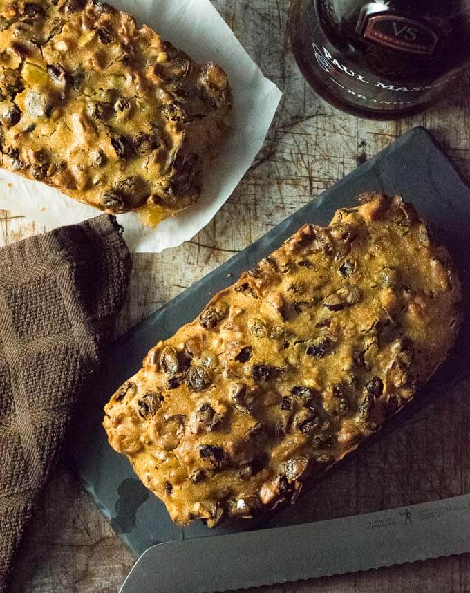 Cooling holiday fruitcake.