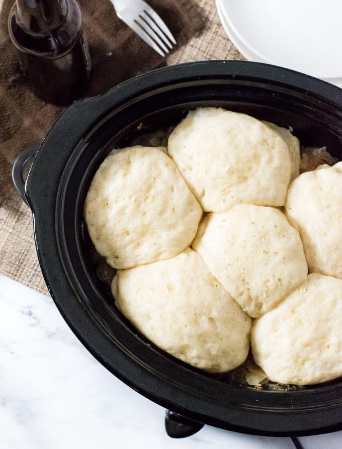 Slow Cooker Sauerkraut and Dumplings