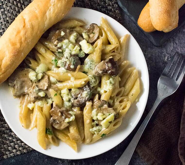 image of Blue Cheese and Mushroom Pasta recipe by Fox Valley Foodie