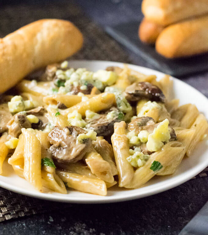 Blue Cheese Mushroom Sauce Penne pasta