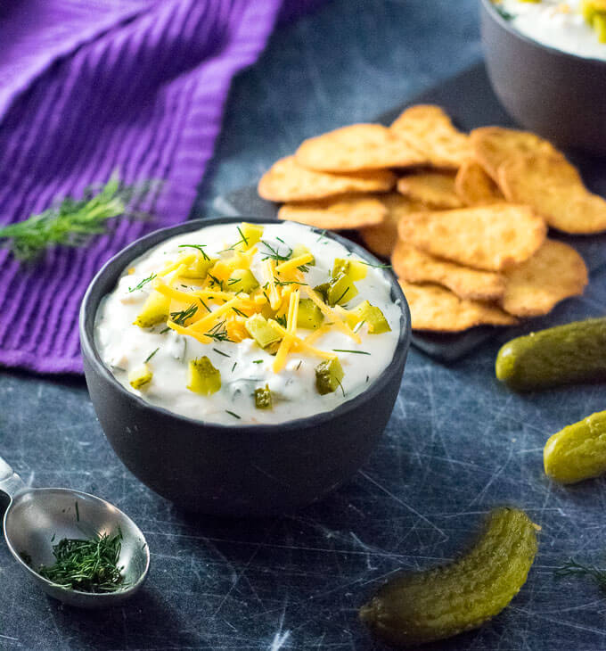 Party Appetizer Dip with Dill Pickles and Cheese