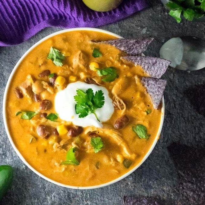 Slow Cooker Chicken Queso Chili - Fox Valley Foodie