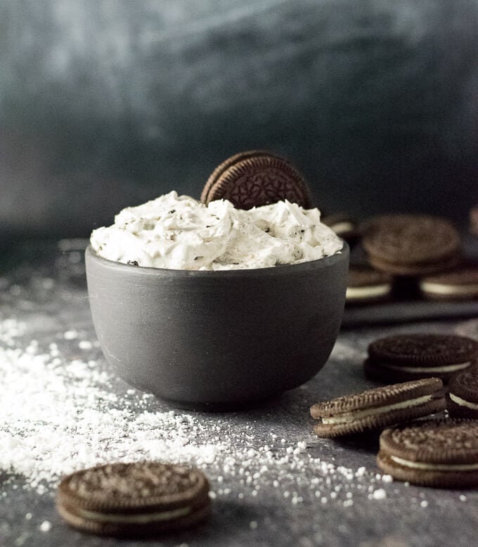 Serving Oreo Cookie Dip.