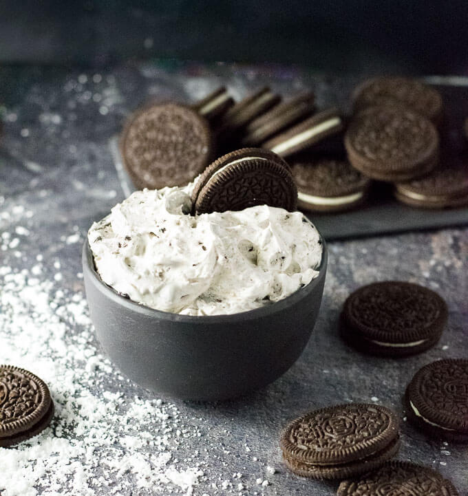 Oreo Dip with Oreo cookies.