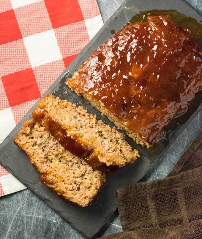 BBQ Meatloaf served on table.