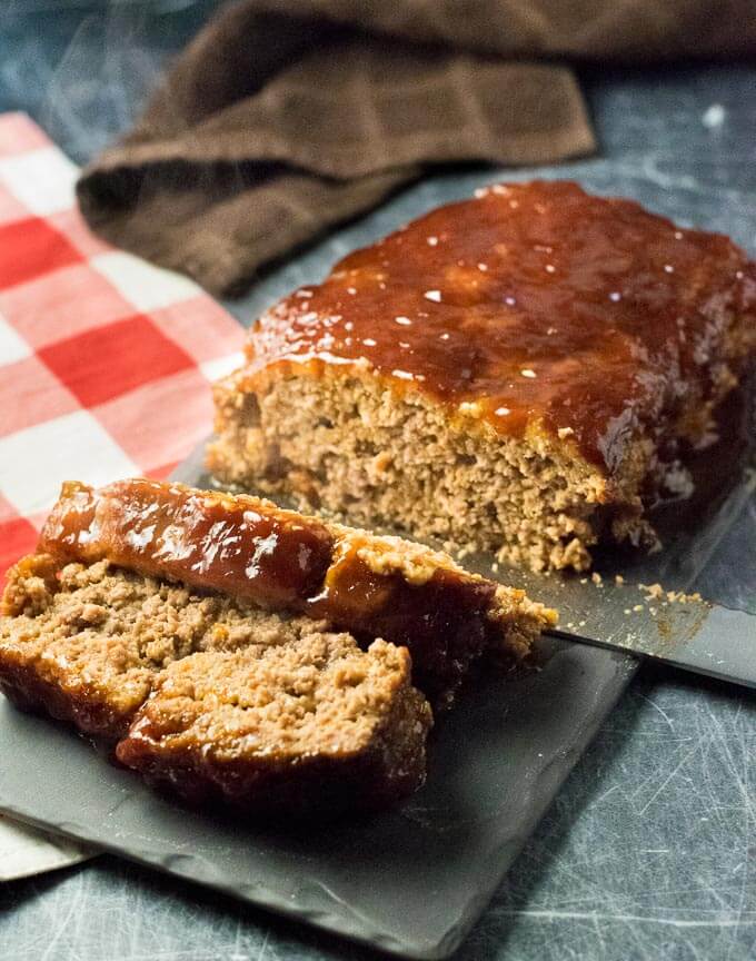 BBQ Meatloaf on cutting board.