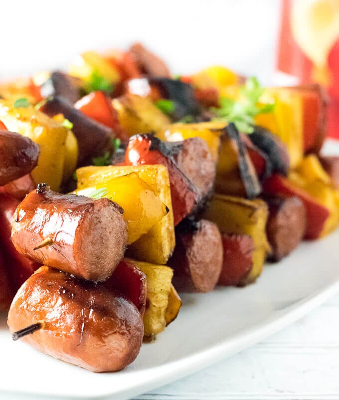 Grilled Kielbasa Kabobs with Honey Balsamic Glaze