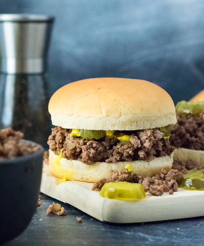 Loose Meat Sandwich on hamburger bun.