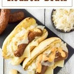 Reuben Brats Recipe #grilling #cookout #sandwich #lunch #brats