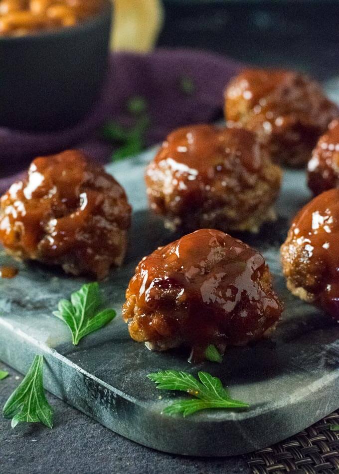 Serving BBQ Meatballs.