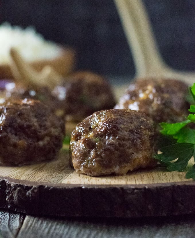 Serving Venison Meatballs.