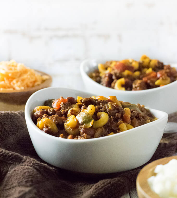 Serving Chili with Noodles recipe.