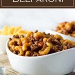 This homemade beefaroni recipe is an easy family dinner! #beef #dinner