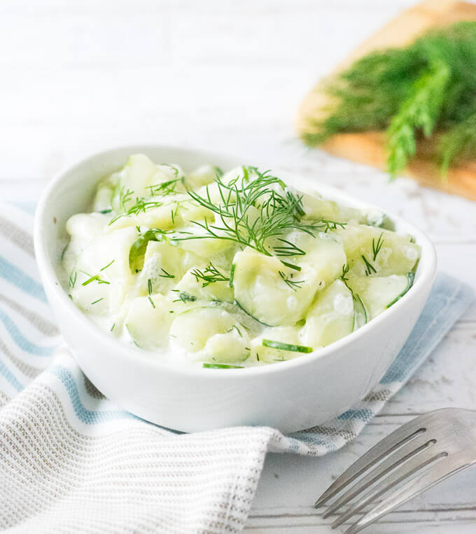 Gurkensalat served on table.