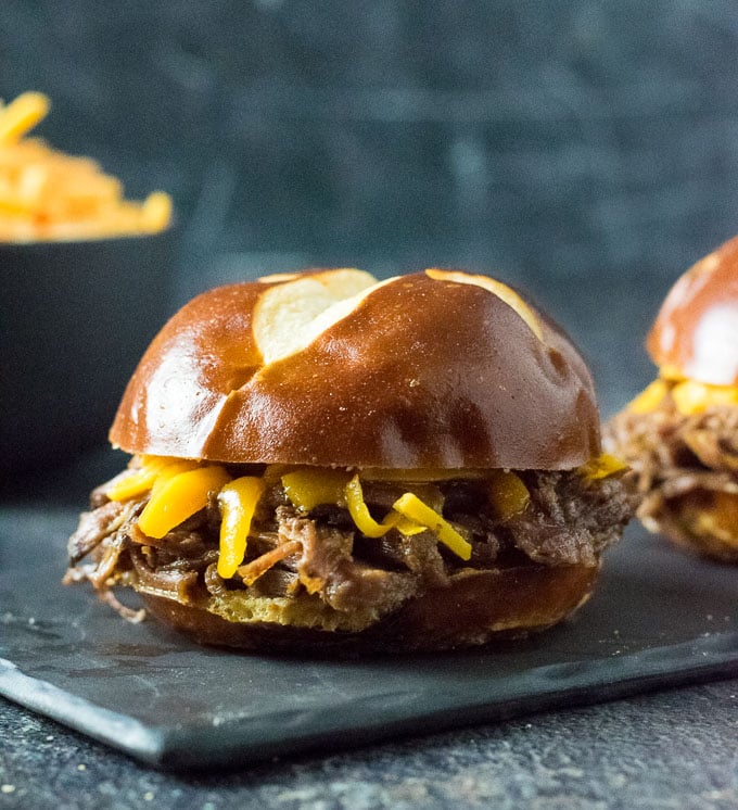 Slow Cooker Beef and Cheddar Sandwiches