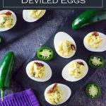 Jalapeno Deviled Eggs recipe inspired by the Jalapeno Poppers appetizer. #appetizer #jalapeno #bacon #eggs