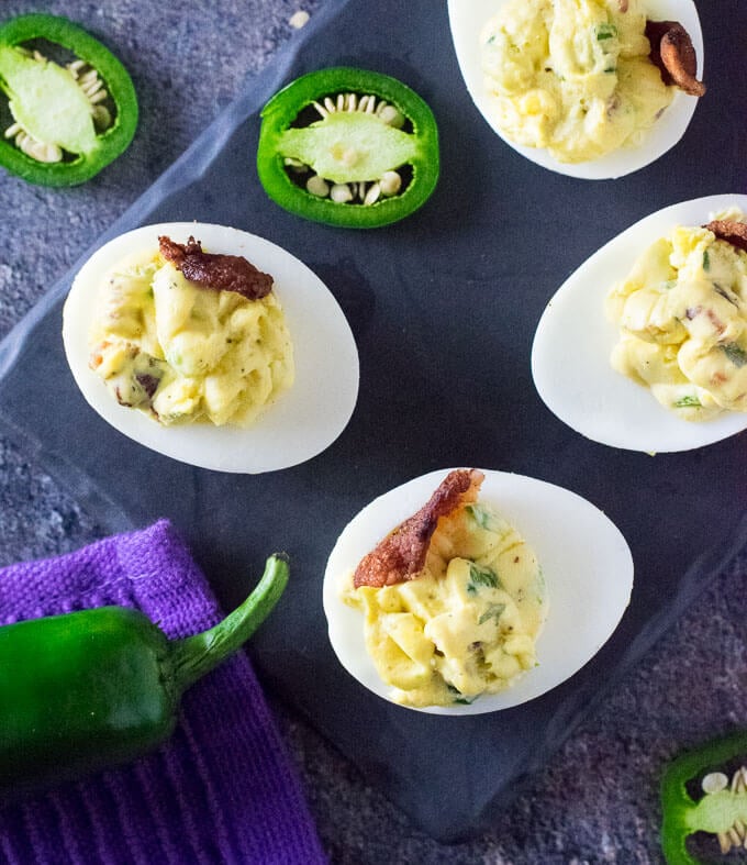 Jalapeno Popper Deviled Eggs with Bacon