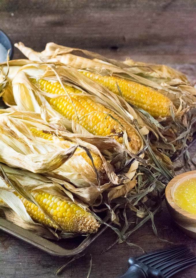 Smoked Corn on the Cob with butter.