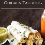 These baked chicken taquitoes are a healthy alternative to the traditional dish. #mexican #appetizer #chicken