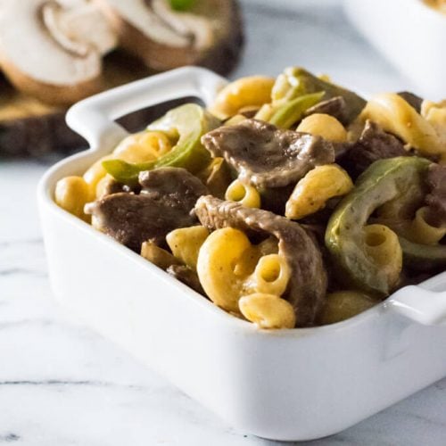 Philly cheesesteak pasta