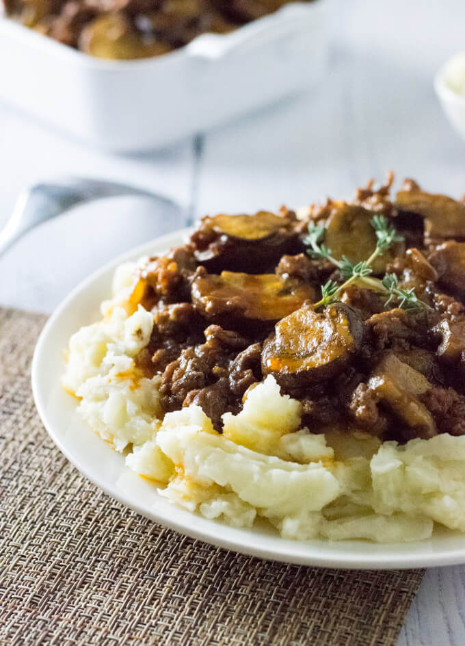 Ground beef and potatoes.