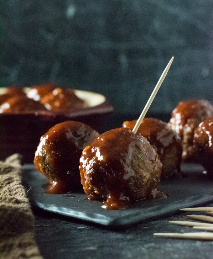 Meatballs with grape jelly and chili sauce