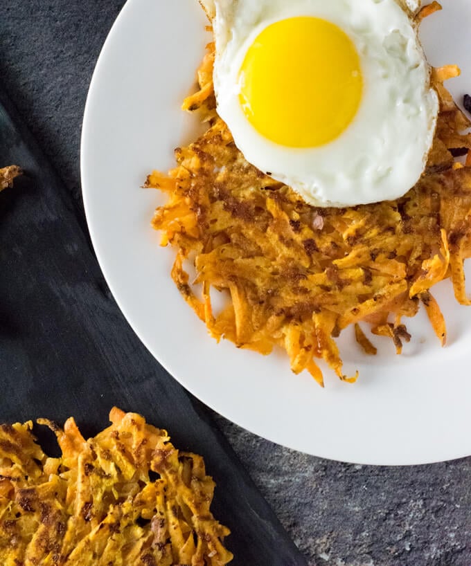 Sweet Potato Hash Browns with egg