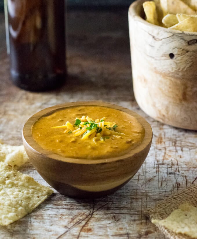 Serving 3 ingredient chili cheese dip.