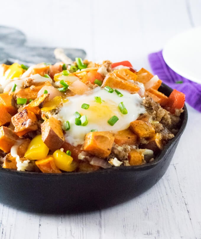 Serving sweet potato hash.